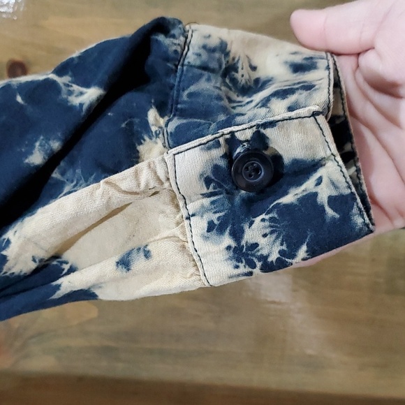 THRILL JEANS PLUS SIZE 3X TIE DYE BUTTON DOWN SHIRT HIGH LOW DISTRESSED RIPS - Picture 4 of 13